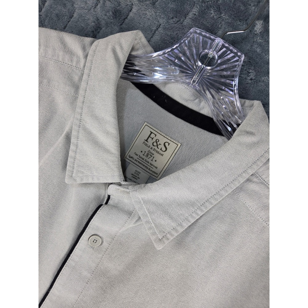 Field & Stream Mens XXL Light Gray Long Sleeve Cotton Button Down Shirt FS09507